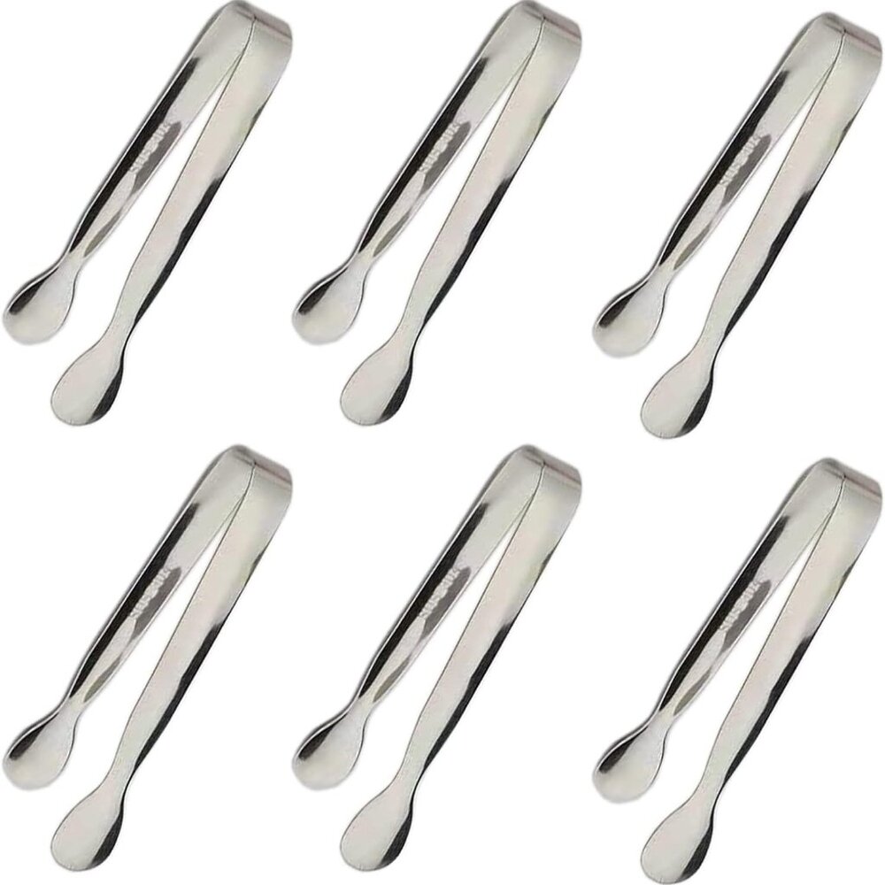 6PCS Ice Tongs Mini Sugar Tongs 4.25Inch Stainless Steel Small Serving Tong, Tin - Picture 1 of 7